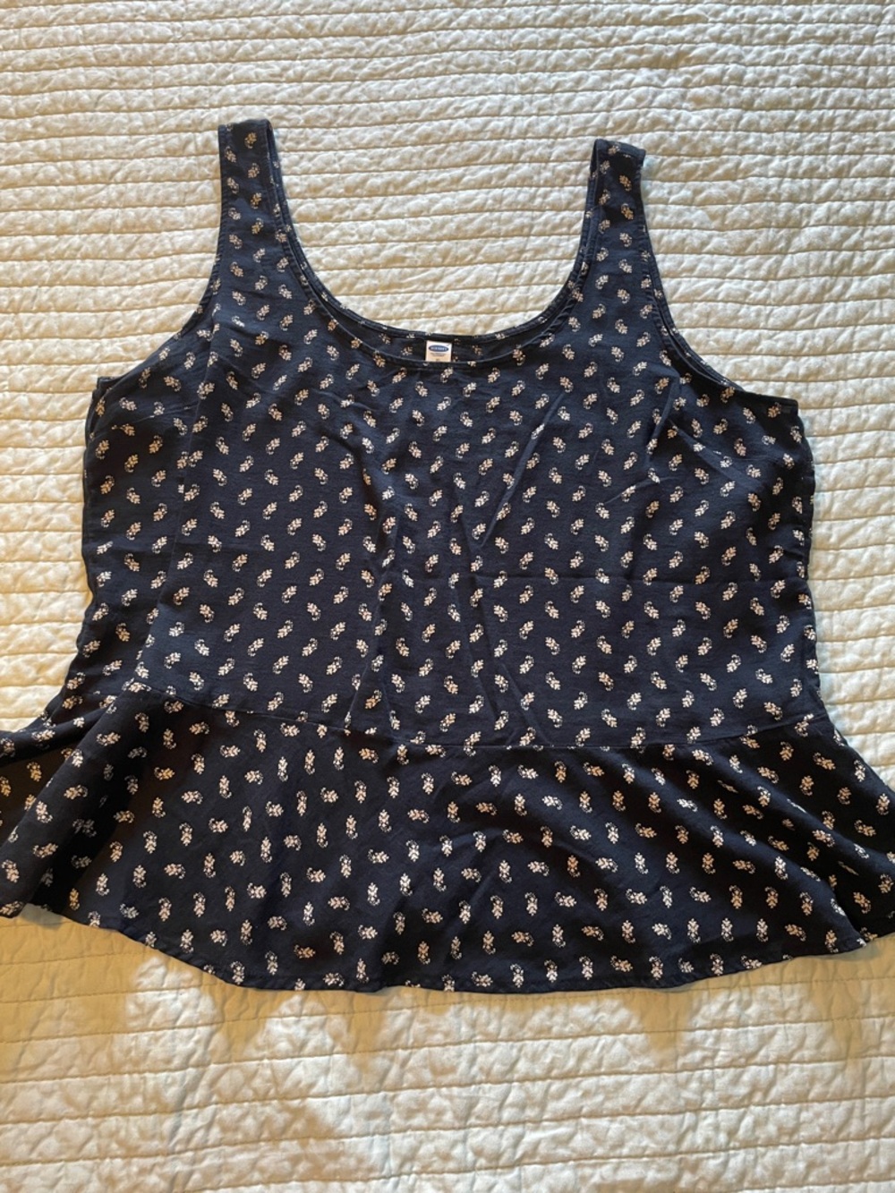 Women's Black Floral Peplum Tank Top